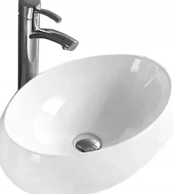 Silla Global Vasque à poser ovale, céramique 60x40x15 cm, Blanc