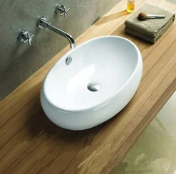 Silla Global Vasque à poser ovale, céramique 60x40x15 cm, Blanc