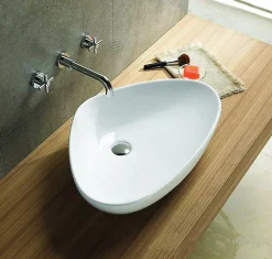 Silla Global Vasque à poser ovale, céramique, 59x39,5x13,5 cm, blanc