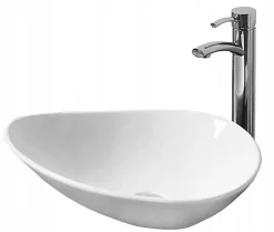 Silla Global Vasque à poser ovale, céramique 53x41,5x13 cm Blanc