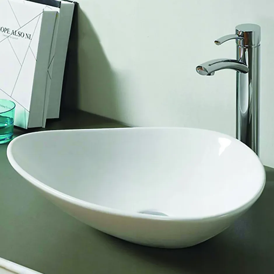 Silla Global Vasque à poser ovale, céramique 53x41,5x13 cm Blanc