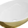 Silla Global Vasque à poser ovale, céramique 40,5x33x14 cm Blanc/or