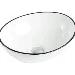 Silla Global Vasque à poser ovale, céramique 40,5x33x14 cm Blanc/noir
