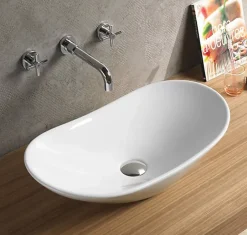 Silla Global Vasque à poser ovale, céramique 61,5x36x14,5 cm Blanc