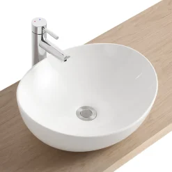 Homesight Vasque à poser ovale céramique blanc l.42 x H.14 cm Bloom* Vasque À Poser