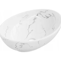 Silla Global Vasque à poser ovale, céramique 40,5x33x14 cm Blanc