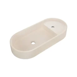 Homesight Vasque à poser ovale en béton beige effet moucheté l.80 x H.12 x P.36,5 cm, Pao* Vasque À Poser