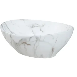 Kerra Vasque à poser ovale en ceramique PAT finition marbre blanc 41 x 33 cm* Vasque À Poser