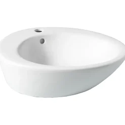 Planète Bain Vasque à poser ovale en céramique blanche