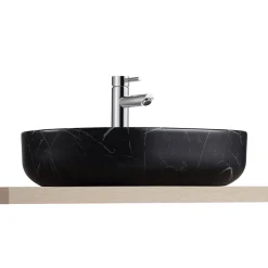 Homesight Vasque à poser ovale gamme Lou en céramique imitation marbre noir l.48 x P.37 x H.12 cm* Vasque À Poser