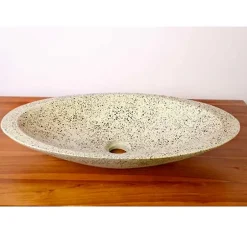 Autres Vasque à poser ovale grise en Terrazzo pour salle de bain élégante