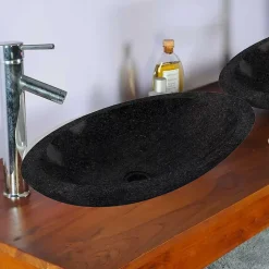 Autres Vasque à poser ovale noire en Terrazzo pour salle de bain moderne