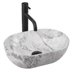 Rea Vasque À Poser Amelia Mini Stone Matt Light Grey Oval