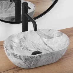 Rea Vasque À Poser Amelia Mini Stone Matt Light Grey Oval