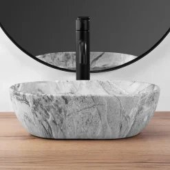 Rea Vasque À Poser Amelia Mini Stone Matt Light Grey Oval