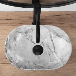 Rea Vasque À Poser Amelia Mini Stone Matt Light Grey Oval