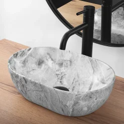 Rea Vasque À Poser Amelia Mini Stone Matt Light Grey Oval