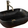 Rea Vasque À Poser Belinda Marble Matt Black Rectangle* Vasque À Poser