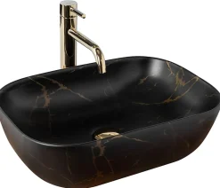 Rea Vasque À Poser Belinda Marble Matt Black Rectangle* Vasque À Poser