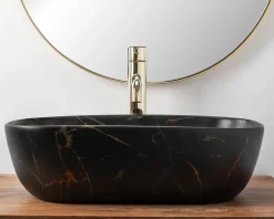 Rea Vasque À Poser Belinda Marble Matt Black Rectangle* Vasque À Poser