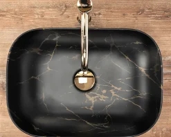 Rea Vasque À Poser Belinda Marble Matt Black Rectangle* Vasque À Poser