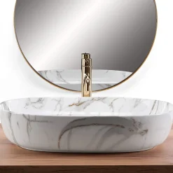 Rea Vasque À Poser Cleo 61 Shiny Aiax White Oval* Vasque À Poser