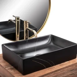 Rea Vasque À Poser Inga Marble- Nablatowa Black Rectangle