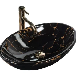 Rea Vasque À Poser Pamela Marble Shiny Black Oval
