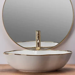 Rea Vasque À Poser Pearl White Gold Oval* Vasque À Poser