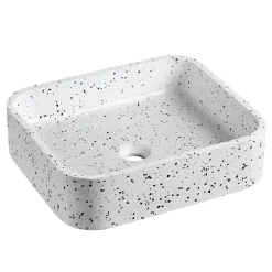 Mob-In Vasque à poser rectangle en terrazzo blanc 45x38cm* Vasque À Poser