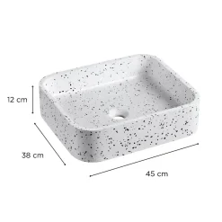 Mob-In Vasque à poser rectangle en terrazzo blanc 45x38cm* Vasque À Poser