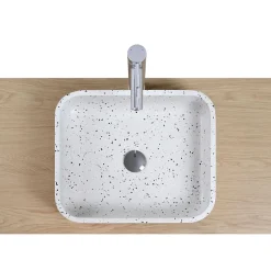 Mob-In Vasque à poser rectangle en terrazzo blanc 45x38cm* Vasque À Poser