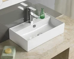 Silla Global Vasque à poser rectangulaire, céramique 55x32x13 cm Blanc* Lavabo