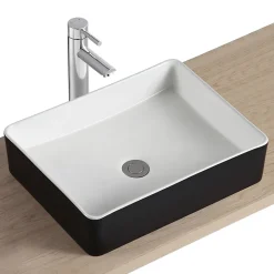 Homesight Vasque à poser rectangulaire céramique noir et blanc Albi* Vasque À Poser