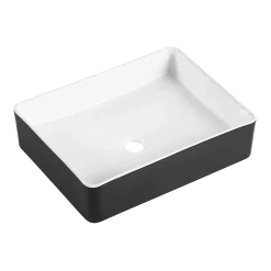 Homesight Vasque à poser rectangulaire céramique noir et blanc Albi* Vasque À Poser