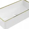 Silla Global Vasque à poser rectangulaire, céramique 46,5x23,5x12 cm Blanc/or* Lavabo