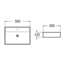 Silla Global Vasque à poser rectangulaire, céramique 50x35x12 cm Blanc
