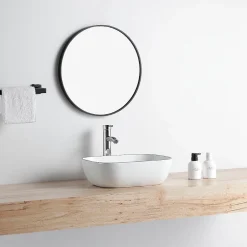 Stano Vasque à poser rectangulaire en ceramique CUARTO 3 coloris 45.5 x 32.5 cm Blanc lisere noir