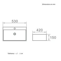 Stano Vasque à poser rectangulaire en ceramique CORRIENTES 53 x 42 cm* Vasque À Poser