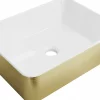 Silla Global Vasque à poser rectangulaire, céramique 48x37x13 cm Blanc/or