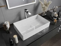 Silla Global Vasque à poser rectangulaire, céramique 60x37x11 cm Blanc