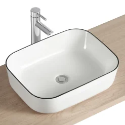 Homesight Vasque à poser rectangulaire céramique blanc et noir Kala* Vasque À Poser