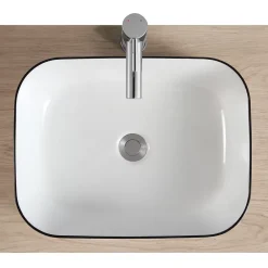 Homesight Vasque à poser rectangulaire céramique blanc et noir Kala* Vasque À Poser