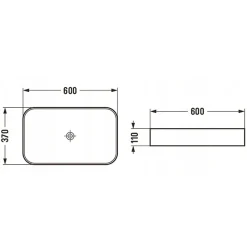 Silla Global Vasque à poser rectangulaire, céramique 60x37x11 cm Blanc