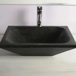 Autres Vasque à poser rectangulaire noire en Terrazzo pour salle de bain design
