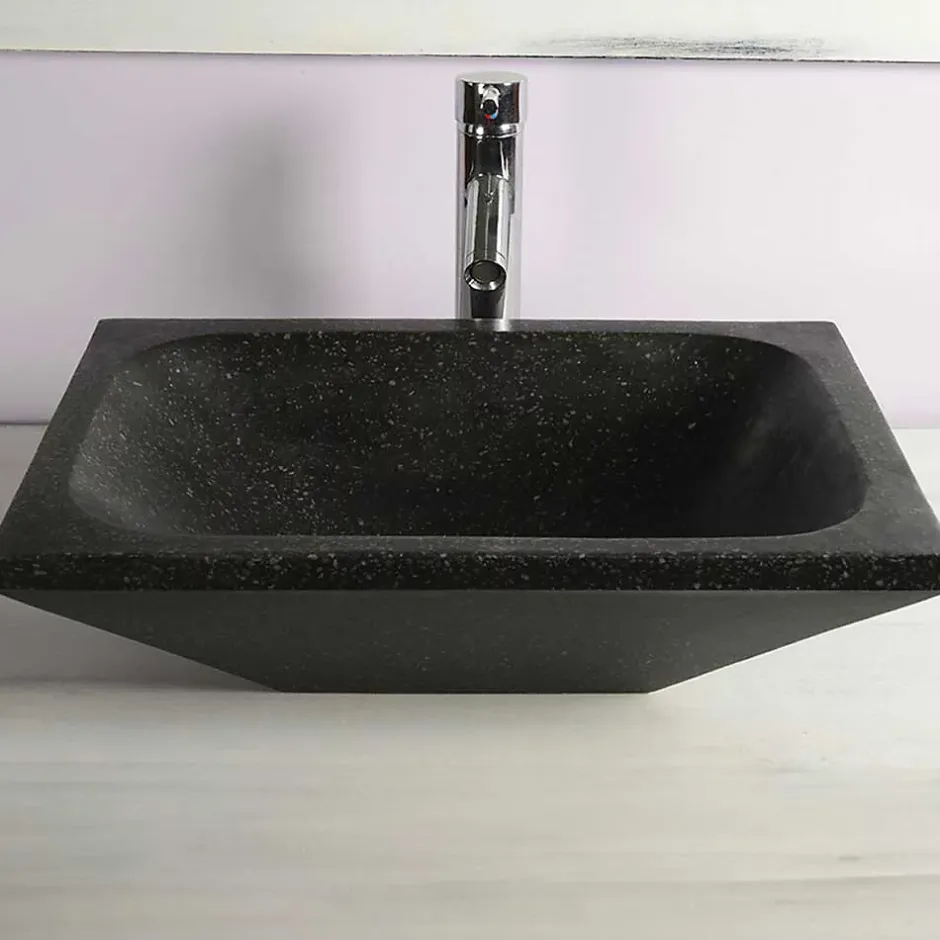 Autres Vasque à poser rectangulaire noire en Terrazzo pour salle de bain design