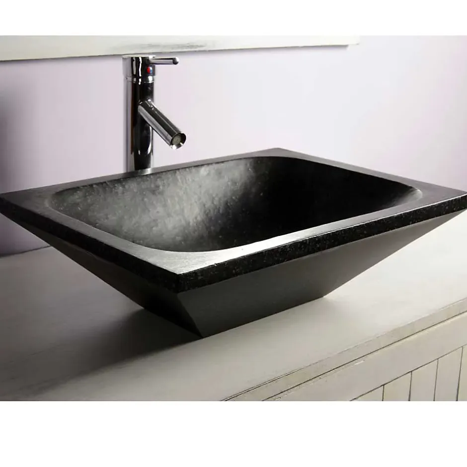 Autres Vasque à poser rectangulaire noire en Terrazzo pour salle de bain design