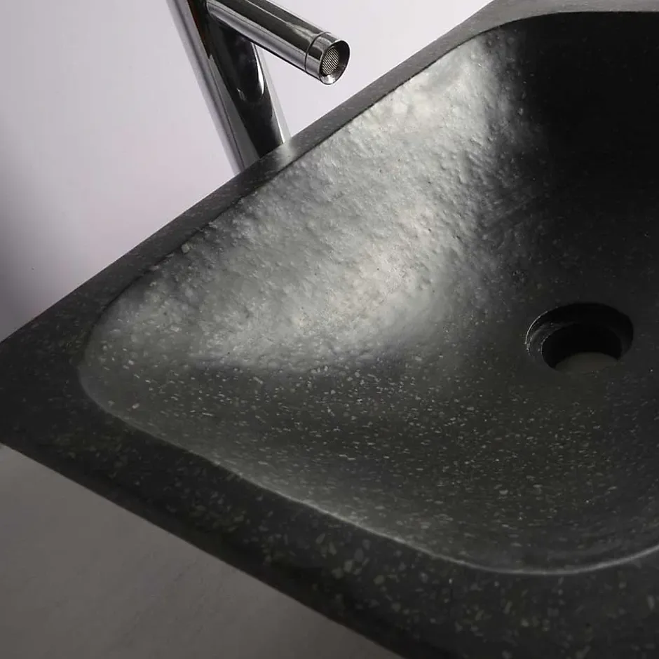 Autres Vasque à poser rectangulaire noire en Terrazzo pour salle de bain design
