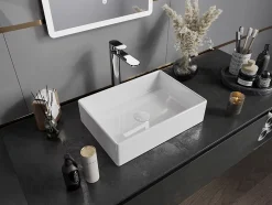Silla Global Vasque à poser rectangulaire, céramique 45x32x11 cm Blanc