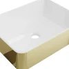 Silla Global Vasque à poser rectangulaire, céramique 48x37x13 cm Blanc/or* Lavabo